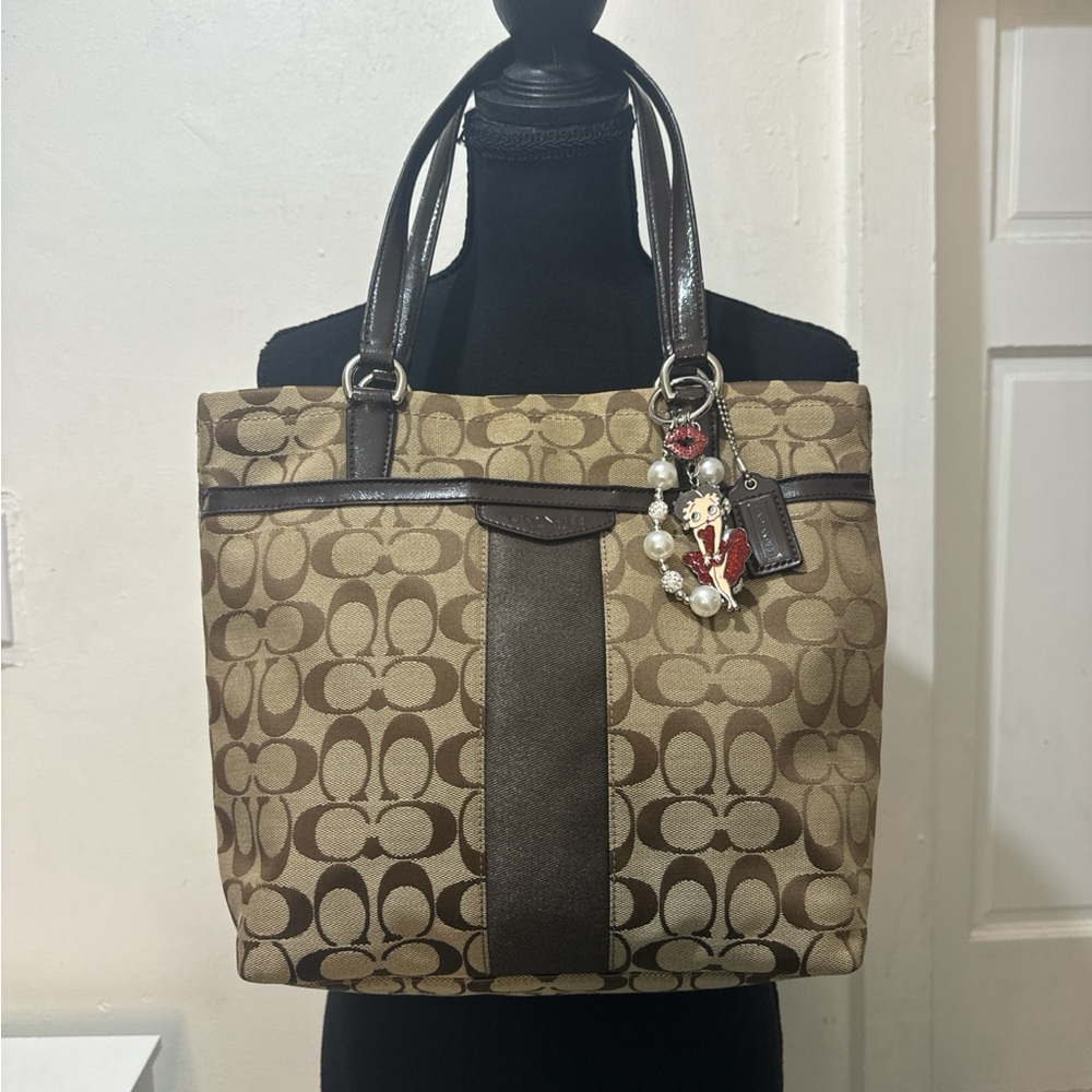 Coach Tan and Brown Signature Tote
